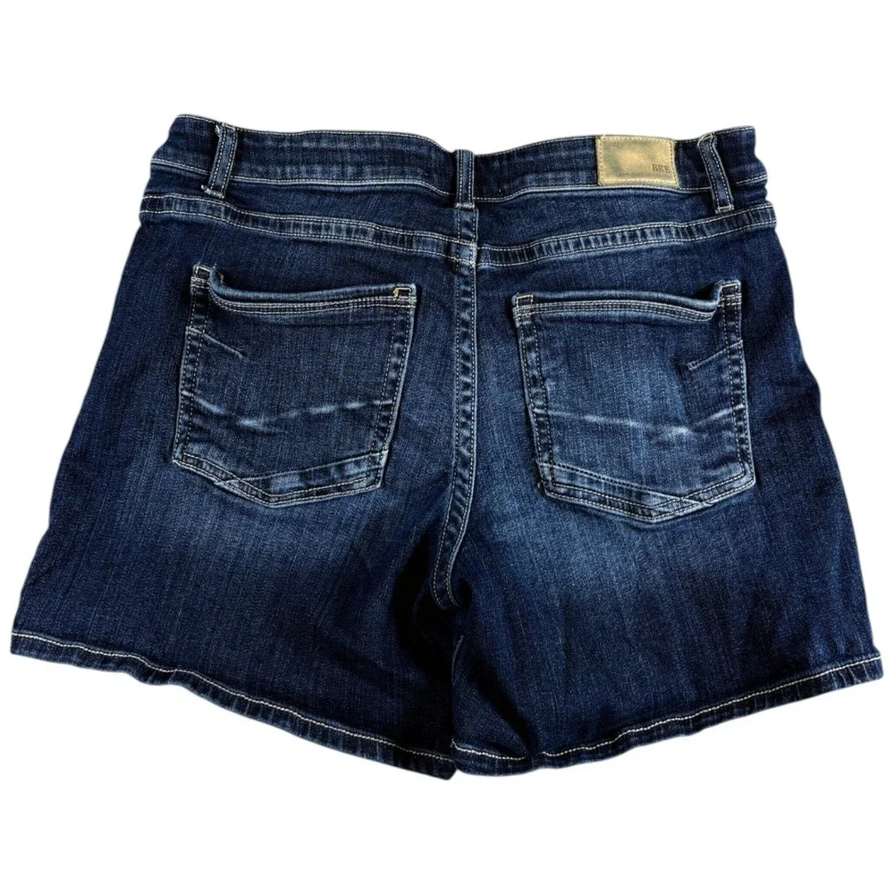 BKE Gabby Denim Shorts Womens 29 Dark Blue Stretch Midrise Faded Worn Outdoors